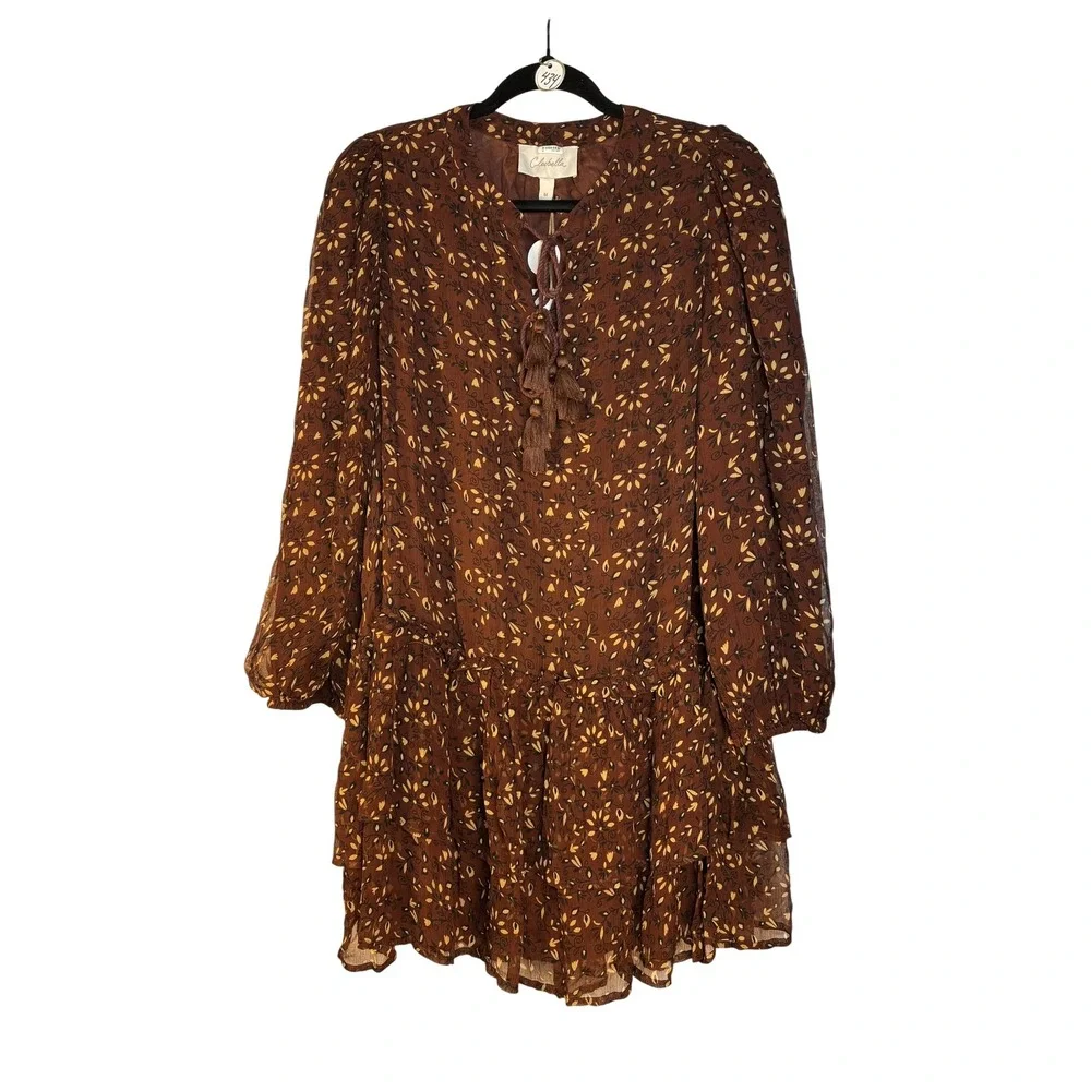 NWT Cleobella Jaslynn Mini Dress in Zadia Block Brown (MSRP: $248) Size Medium